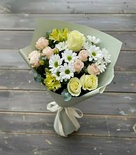 Букет цветов из:  Альстромерии, Розы и Хризантемы в Наушки