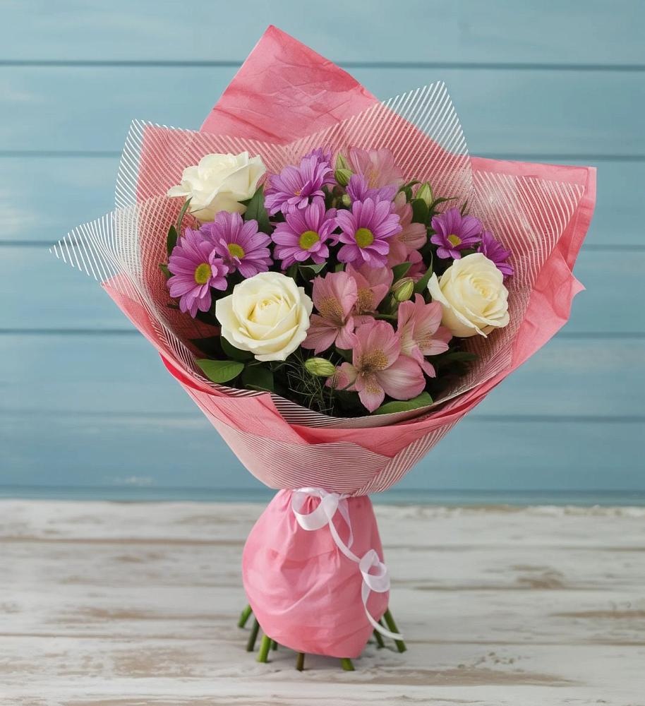 Букет цветов из: Герберы в Наушки