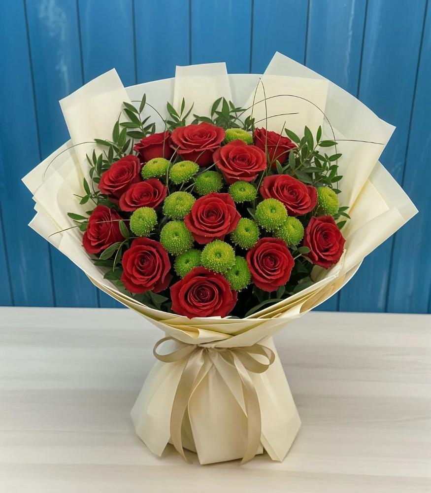 Букет цветов из: Розы и Хризантемы в Наушки